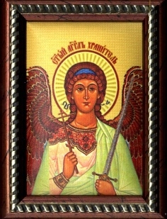 Икона на мягкой подложке в багете на ножке "Ангел Хранитель"